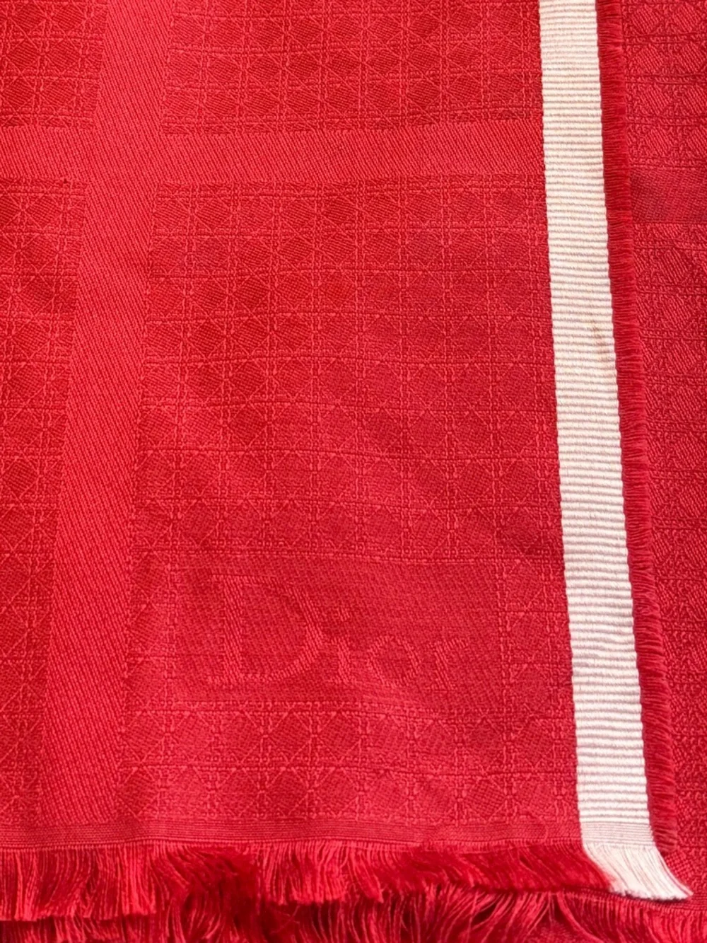 Dior silk and wool logo red scarf